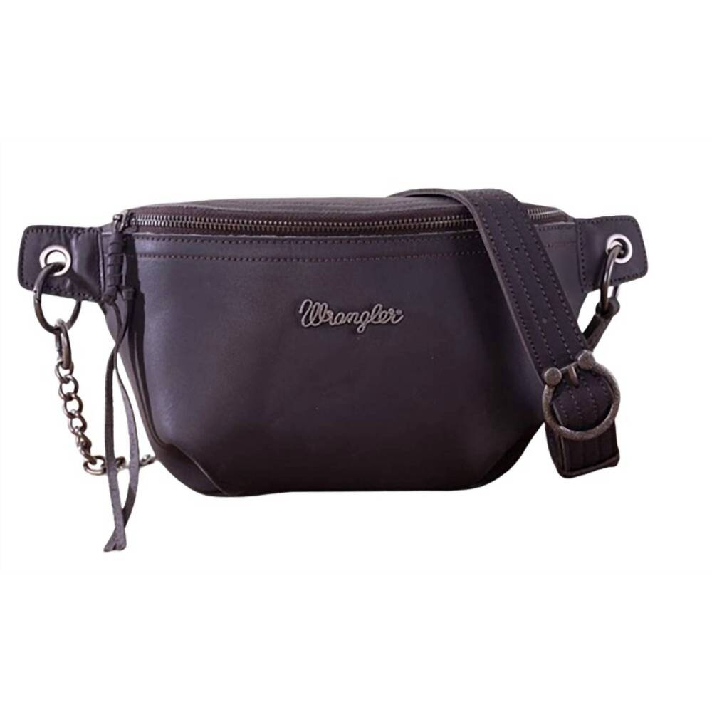 NEW WRANGLER genuine leather belt bag fanny pack in coffee